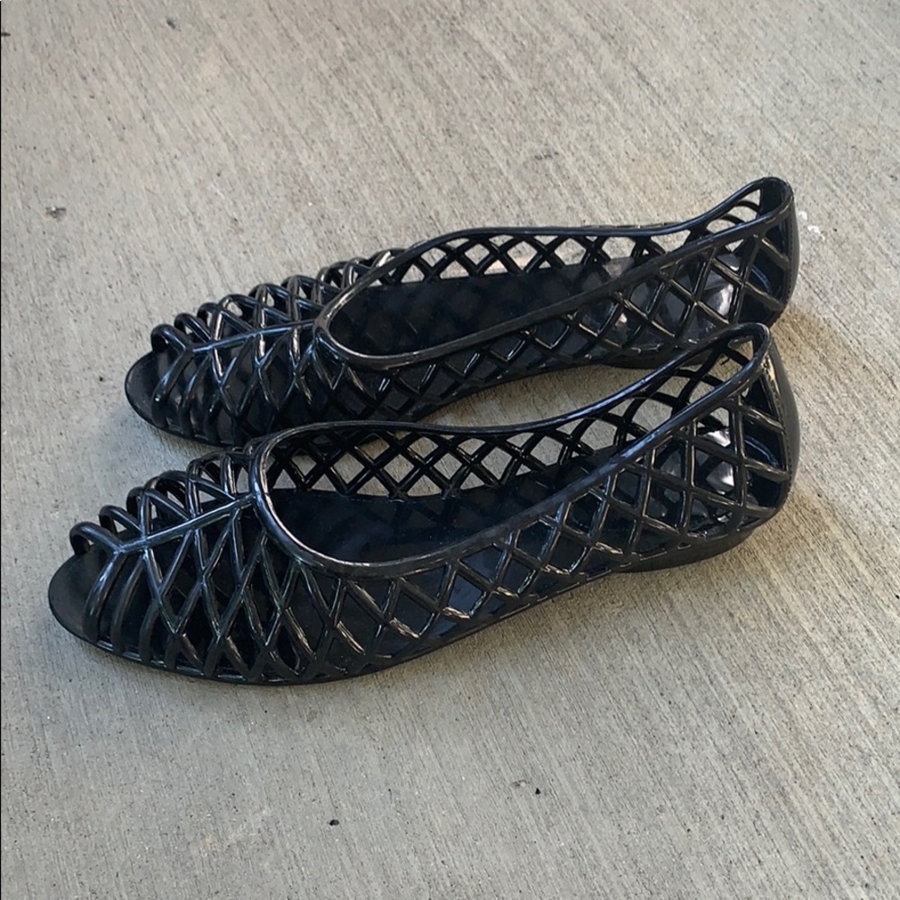 American Apparel Lattice jelly sandal black NEW! - Picture 2 of 4
